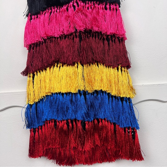 Andrea Almeida Hand Made Fringe Tassel Zendaya Mini Dress - Picture 7 of 8